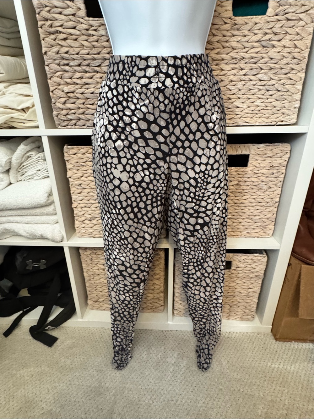 INC lightweight Black & Cream Animal Print Ponte Pants